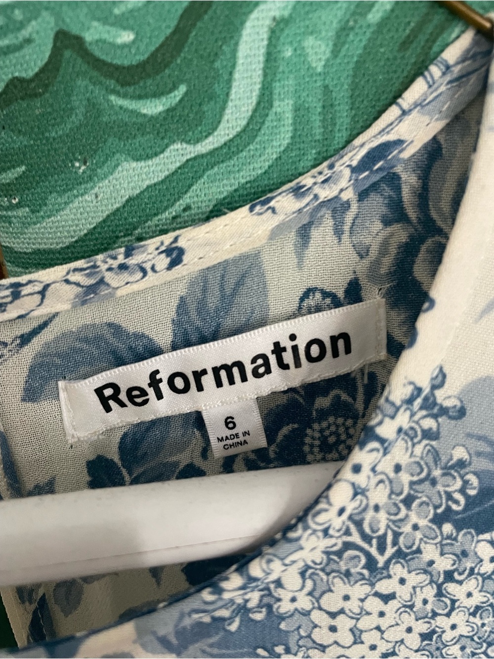 Reformation Carolena Blue and White Floral Midi Dress size 6 worn once - Picture 2 of 12